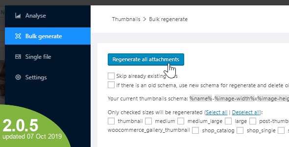 WordPress Real Thumbnail Generator - 批量重新生成缩略图/上传文件夹