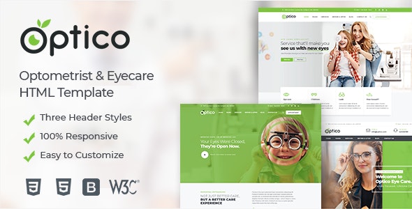 Optico - 视力矫正护眼设备HTML模板