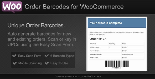 Order Barcodes for WooCommerce 订单生产条形码QR二维码插件