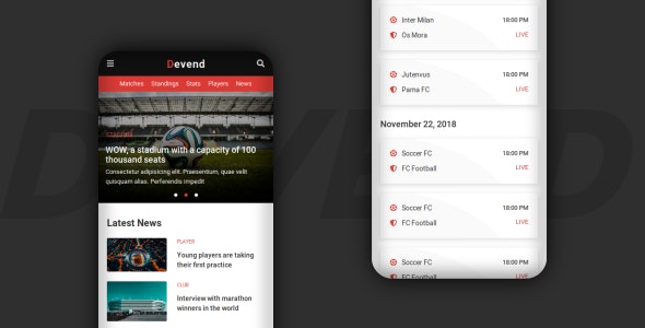 Devend - 足球体育新闻手机网站HTML5模板
