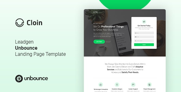Cloin - 企业公司网站Unbounce着陆页模板