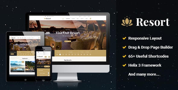 RESORT II - 响应式旅游酒店客服名宿网站JOOMLA模板