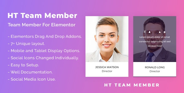 HT Team Member For Elementor 可视化团队成员插件