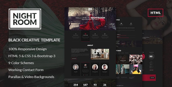 NIGHT ROOM - 创意平面设计作品展示HTML5模板