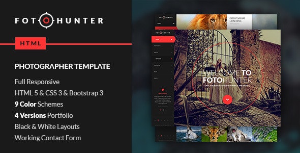 FOTOHUNTER - 创意摄影师相册展示HTML5模板