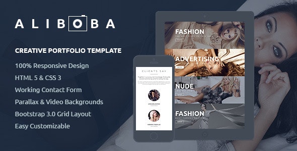 ALIBOBA - 创意单页作品展示网站模板