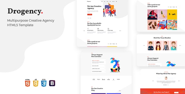 Drogency - 广告素材数字作品HTML5模板