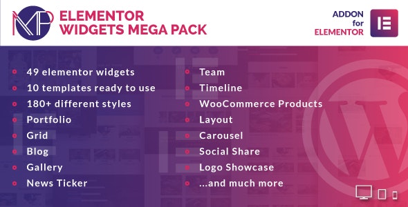 Elementor Widgets Mega Pack - Elementor 小工具集WordPress插件