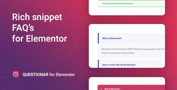 Questionar – FAQ 帮助模块折叠选项卡Elementor插件