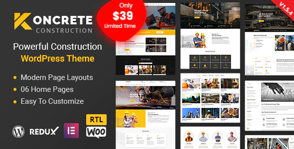 Koncrete - 建筑公司装饰安装网站WordPress模板