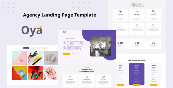 Oya - 创意产品展示着陆页HTML5网站模板