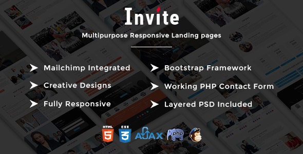 INVITE - 多用途响应式企业网站HTML5着陆页模板