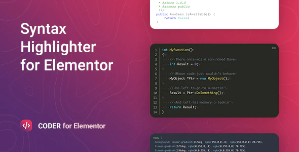 Coder – Syntax Highlighter for Elementor 可视化代码高亮插件