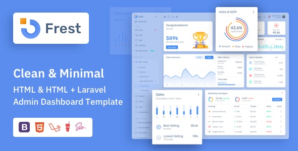 Frest - Laravel 响应式管理仪表板HTML模板