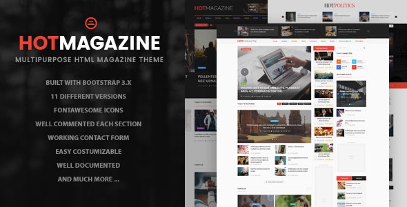 Hotmagazine - 新闻杂志博客文章网站HTML模板