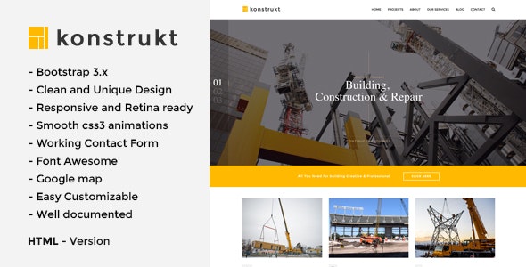 KONSTRUKT - 工程建筑公司HTML5网站模板