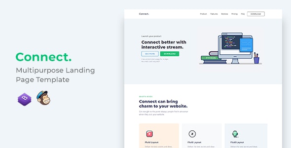 Connect - 多用途应用程序软件着陆页HTML模板