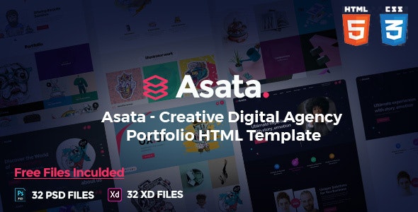 Asata - 创意数字作品展示HTML5模板