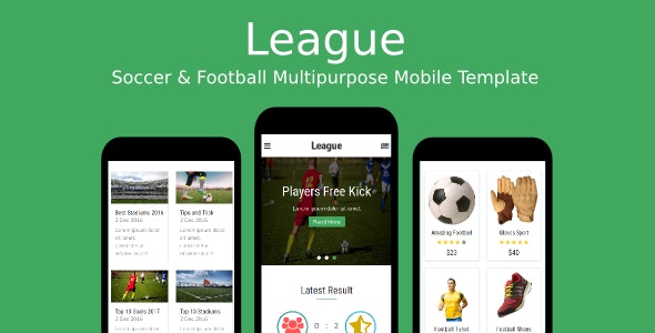 League - 多用途足球运动移动手机端HTML5模板