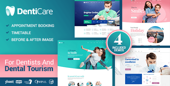  DentiCare - Medical Dentist Dental Clinic WordPress Template