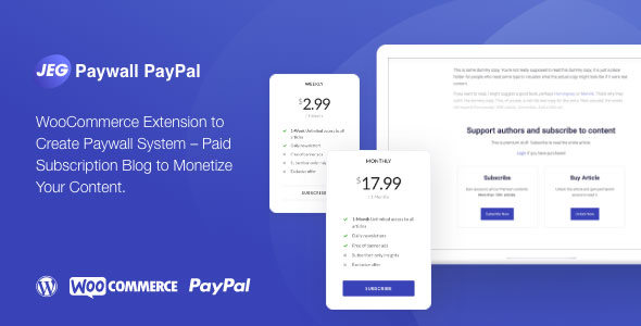 Jeg Paypal Paywall & Content Subscriptions System - 付费阅读订阅WooCommerce插件