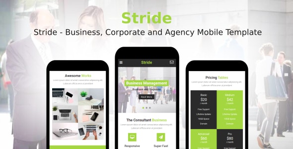 Stride - 企业商务代理机构移动端手机版模板