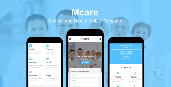 Mcare - 医疗健康诊所HTML5手机模板