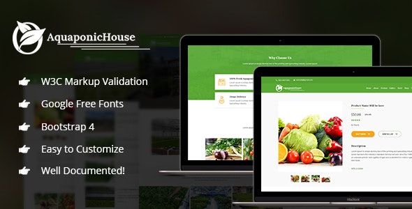 Aquaponic House Bootstrap Template 养殖有机商品HTML5模板