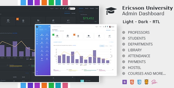 ERICSSON - 适用学校学院后台管理控制台HTML模板