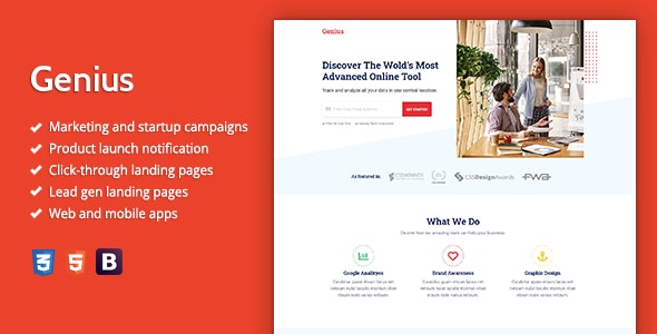 Genius - 高级企业着陆页面HTML模板