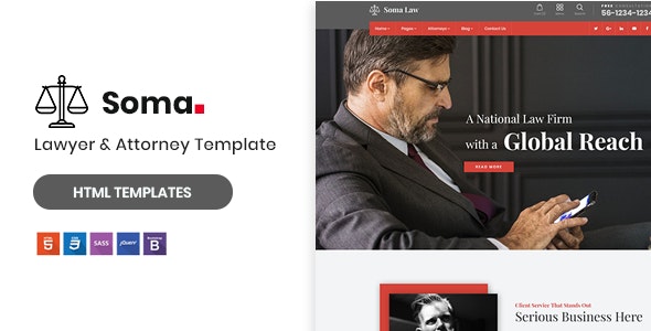 Soma - 金融法律律师事务所网站HTML5模板