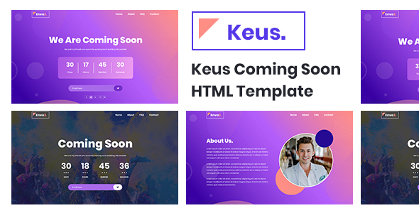 Keus - 创意网站维护倒计时网站HTML5模板