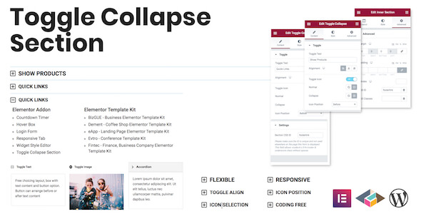 Toggle Collapse Section Elementor Addon 手风琴折叠选项卡插件