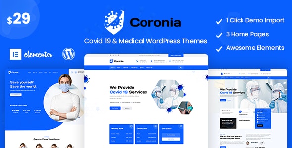 Coronia - Covid 19 & 新冠病毒健康医疗网站WordPress主题