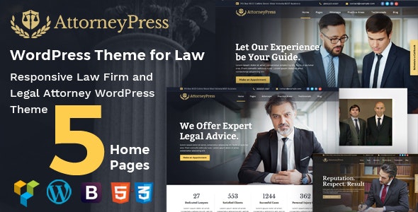 Attorney Press - 律师法律金融保险网站WordPress模板