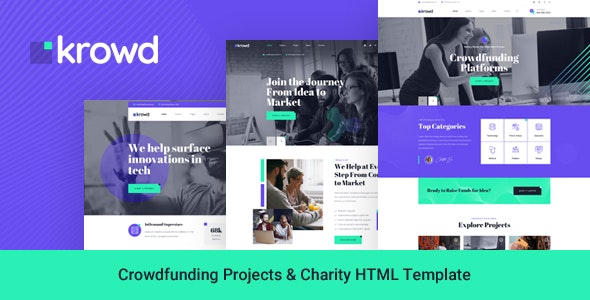 Krowd - 众筹项目慈善捐款HTML网站模板