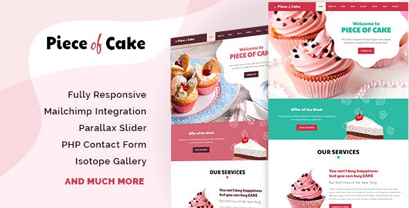 PIECE OF CAKE - 响应式咖啡餐饮美食网站HTML5模板