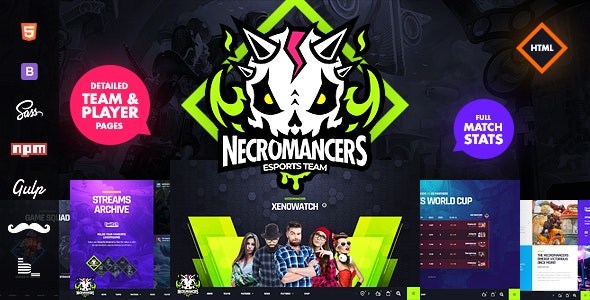 Necromancers - 电子竞技团队游戏网站HTML模板