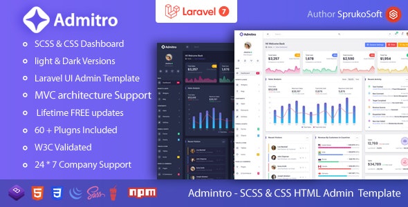 Admitro – Laravel 网站后台管理HTML5模板