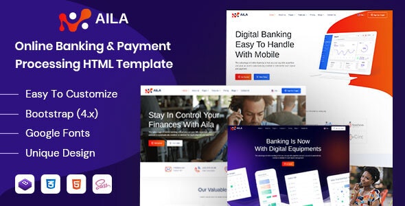 Aila - 网上银行金融支付网站HTML模板