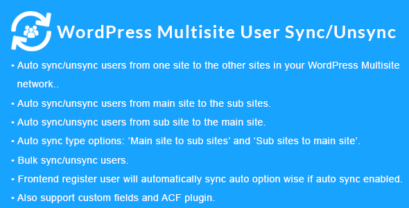 WordPress Multisite User Sync/Unsync - 多站点会员账户同步插件