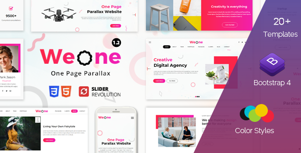 Weone - 创意单页视差效果网站HTML5模板