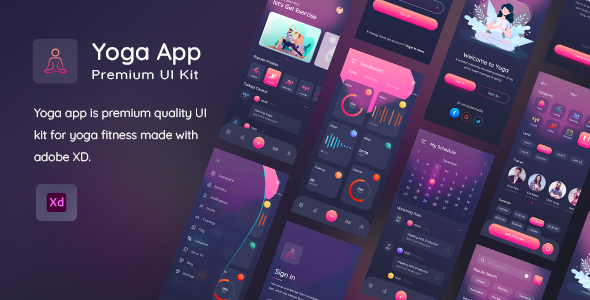 Yogaa App Premium UI Kit For XD 应用程序高级用户界面套件