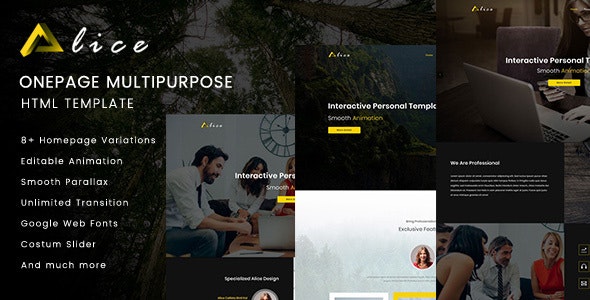 Alice - 创意单页多用途网站HTML5模板