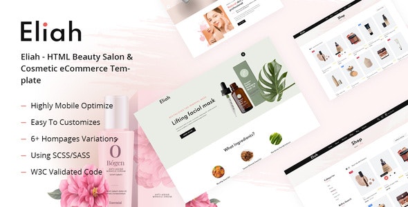 Edit Eliah - 美容院化妆品电子商务HTML5模板