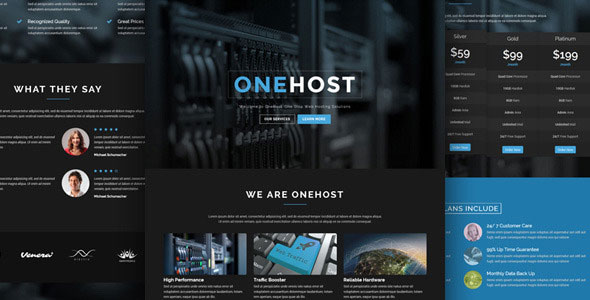 Onehost - 单页服务器虚拟主机HTML5模板