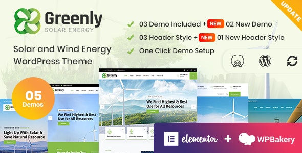 Greenly - 绿色环保能源太阳能网站WordPress主题