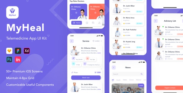 MyHeal - 医疗机构 App UI Kit 设计模板