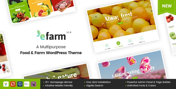 eFarm - 食品农场有机绿色产品网站WordPress主题