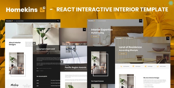 Homekins - React 交互式室内装修设计网站模板